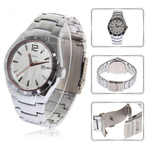 Curren Quartz Men's Stainless Steel Watch (White 4.8cm Dial) - CUR078