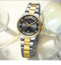 CURREN Brand 9107 Quartz Watch for Women Fashion Luxury Round Stainless Steel Waterproof Luminous Ladies Wristwatch