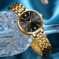CURREN Women's Watch New Diamond Set Small Dial Watches Women's Luxury Steel Chain Band Watches