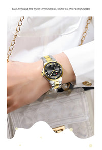 CURREN Brand 9107 Quartz Watch for Women Fashion Luxury Round Stainless Steel Waterproof Luminous Ladies Wristwatch