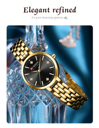 CURREN Women's Watch New Diamond Set Small Dial Watches Women's Luxury Steel Chain Band Watches