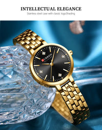 CURREN Women's Watch New Diamond Set Small Dial Watches Women's Luxury Steel Chain Band Watches