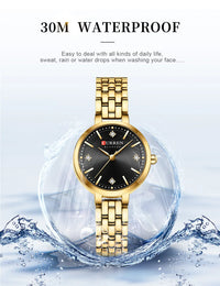 CURREN Women's Watch New Diamond Set Small Dial Watches Women's Luxury Steel Chain Band Watches