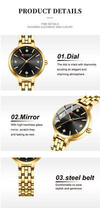 CURREN Women's Watch New Diamond Set Small Dial Watches Women's Luxury Steel Chain Band Watches