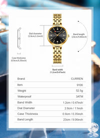 CURREN Women's Watch New Diamond Set Small Dial Watches Women's Luxury Steel Chain Band Watches