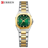 CURREN Jam Tangan Perempuan Original Waterproof Quartz Stainless Steel Minimalis Green Watch Women 9104