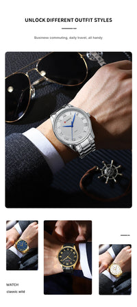 CURREN Gold Men's Watch Top Brand Luxury Gold Quartz Stainless Steel Waterproof Business Fashion Simple Watch Relogio Masculino