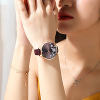 CURREN Watches Women Top Brand Leather Quartz Wristwatch Luxury Design Clock for Ladies Charm Flowers Dial Montre Femme