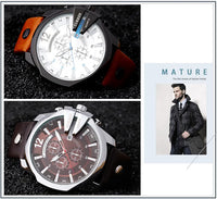 Curren Mens Watches Top Brand Luxury Gold Big Dial Man Quartz Watch Leather Strap Outdoor Casual Sport Wristwatch Male Clock