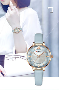 New CURREN Woman Watch Top Luxury Brand Elegant Ladies Quartz Wristwatches with Leather Strap Charming Design Girl Clock