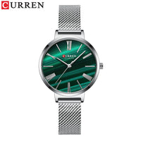 CURREN Creative Simplicity Women Watch Genuine Leather Elegant Women Watches Ladies Business Wristwatch Green