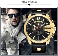 Curren Mens Watches Top Brand Luxury Gold Big Dial Man Quartz Watch Leather Strap Outdoor Casual Sport Wristwatch Male Clock