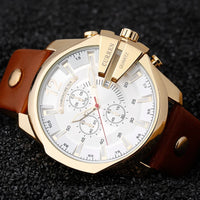 Curren Mens Watches Top Brand Luxury Gold Big Dial Man Quartz Watch Leather Strap Outdoor Casual Sport Wristwatch Male Clock