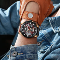 CURREN Brand Chronograph Sports Men's Watch Quartz Clock Leather Men's Luminous Watch Calendar Clock Relogio Masculino