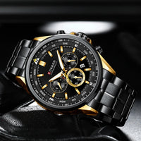 CURREN Luxury Brand Watches for Men Casual Sporty Quartz Wristwatch with 316 Stainless Steel Band Chronograph Clock Male Silver