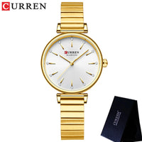 CURREN Women Watch Top Brand Luxury Gold Female Waterproof Clock Silver Stainless Steel Bracelet Simple Ladies Wristwatch 9081