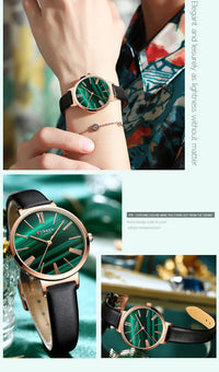 CURREN Fashion Women's Watches Leather Strap Quartz Wristwatch Classic Simple Thin Watch