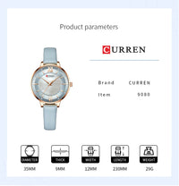 New CURREN Woman Watch Top Luxury Brand Elegant Ladies Quartz Wristwatches with Leather Strap Charming Design Girl Clock