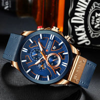 CURREN Brand Chronograph Sports Men's Watch Quartz Clock Leather Men's Luminous Watch Calendar Clock Relogio Masculino