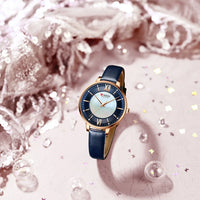 New CURREN Woman Watch Top Luxury Brand Elegant Ladies Quartz Wristwatches with Leather Strap Charming Design Girl Clock