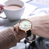 New CURREN Woman Watch Top Luxury Brand Elegant Ladies Quartz Wristwatches with Leather Strap Charming Design Girl Clock