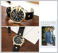Curren Mens Watches Top Brand Luxury Gold Big Dial Man Quartz Watch Leather Strap Outdoor Casual Sport Wristwatch Male Clock