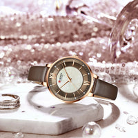 New CURREN Woman Watch Top Luxury Brand Elegant Ladies Quartz Wristwatches with Leather Strap Charming Design Girl Clock