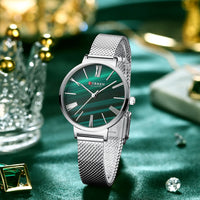 CURREN Fashion Women's Watches Leather Strap Quartz Wristwatch Classic Simple Thin Watch