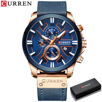 CURREN Brand Chronograph Sports Men's Watch Quartz Clock Leather Men's Luminous Watch Calendar Clock Relogio Masculino