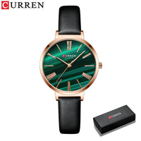 CURREN Creative Simplicity Women Watch Genuine Leather Elegant Women Watches Ladies Business Wristwatch Green