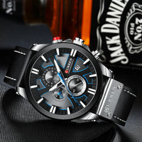 CURREN Brand Chronograph Sports Men's Watch Quartz Clock Leather Men's Luminous Watch Calendar Clock Relogio Masculino