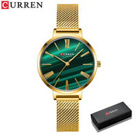 CURREN Creative Simplicity Women Watch Genuine Leather Elegant Women Watches Ladies Business Wristwatch Green