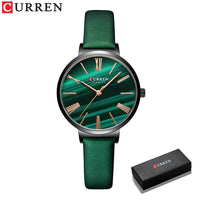 CURREN Creative Simplicity Women Watch Genuine Leather Elegant Women Watches Ladies Business Wristwatch Green