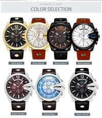 Curren Mens Watches Top Brand Luxury Gold Big Dial Man Quartz Watch Leather Strap Outdoor Casual Sport Wristwatch Male Clock