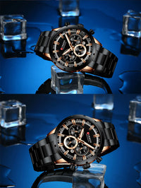 CURREN Top Brand Military Quartz Watches Silver Blue Mens Stainless Steel Chronograph Wristwatch for Male Casual Sporty Clocks