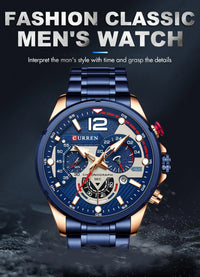 CURREN Casual Business Chronograph Waterproof Stainless Steel Watch Mens New Luxury Fashion Quartz Men Wristwatch часы мужские