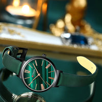 CURREN Creative Simplicity Women Watch Genuine Leather Elegant Women Watches Ladies Business Wristwatch Green