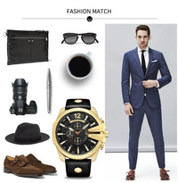 Curren Mens Watches Top Brand Luxury Gold Big Dial Man Quartz Watch Leather Strap Outdoor Casual Sport Wristwatch Male Clock