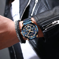 CURREN Top Brand Military Quartz Watches Silver Blue Mens Stainless Steel Chronograph Wristwatch for Male Casual Sporty Clocks