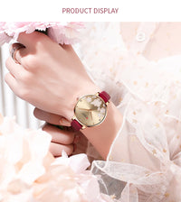 CURREN Watches Women Top Brand Leather Quartz Wristwatch Luxury Design Clock for Ladies Charm Flowers Dial Montre Femme