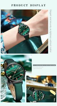 CURREN Fashion Women's Watches Leather Strap Quartz Wristwatch Classic Simple Thin Watch