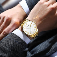 CURREN Gold Men's Watch Top Brand Luxury Gold Quartz Stainless Steel Waterproof Business Fashion Simple Watch Relogio Masculino