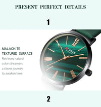 CURREN Creative Simplicity Women Watch Genuine Leather Elegant Women Watches Ladies Business Wristwatch Green