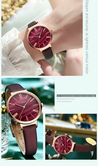 CURREN Fashion Women's Watches Leather Strap Quartz Wristwatch Classic Simple Thin Watch