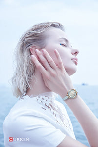 New CURREN Woman Watch Top Luxury Brand Elegant Ladies Quartz Wristwatches with Leather Strap Charming Design Girl Clock
