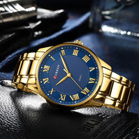 CURREN Gold Men's Watch Top Brand Luxury Gold Quartz Stainless Steel Waterproof Business Fashion Simple Watch Relogio Masculino