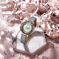 New CURREN Woman Watch Top Luxury Brand Elegant Ladies Quartz Wristwatches with Leather Strap Charming Design Girl Clock