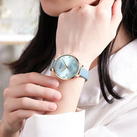 CURREN Watches Women Top Brand Leather Quartz Wristwatch Luxury Design Clock for Ladies Charm Flowers Dial Montre Femme