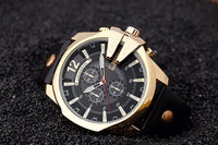 Curren Mens Watches Top Brand Luxury Gold Big Dial Man Quartz Watch Leather Strap Outdoor Casual Sport Wristwatch Male Clock