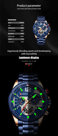 CURREN Casual Business Chronograph Waterproof Stainless Steel Watch Mens New Luxury Fashion Quartz Men Wristwatch часы мужские
